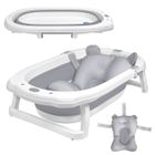 YUENFONG Baignoire Pliable pour Bébé avec Coussin de Bain, Ergonomique, Antidérapante, pour Nouveau-né, Bébés de 0 Mois+, Gris