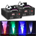 JAJALUYA 2PCS 2000W Machine à Fumée 24 LED RGB DMX avec Télécommande - Peut Pulvériser à L'envers pour Disco DJ Fête Mariage Club