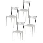 T M C S Tommychairs - Set 4 chaises cuisine ELEGANCE, robuste structure en acier chromé et assise en cuir artificiel couleur blanc