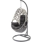 DCB GARDEN Balancelle de jardin SAMOA en résine tressée avec coussin gris anthracite - ECRU
