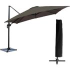 Parasol déporté carré MOLOKAI 3x3m gris - HAPPY GARDEN - Rotatif et inclinable - Aluminium - Polyester