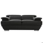 Canapé cuir 2 places MILIBOO EWING - têtières ajustables - noir