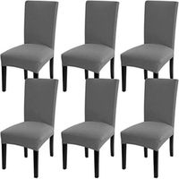 MTEVOTX Chair Covers Set of 6 ,Stretch Chair Slipcovers for Decorative Seat,Armless Removable Washable (Grey)