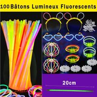 Bracelets Fluorescents Lumineux Glow, ANNEFLY Bâtons Lumineux Fluorescents pour Halloween Noël Faire Colliers et Des Bracelets-BB