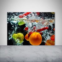 Tulup 100x70cm Crédence de cuisine sur verre sécurité:- Nourriture boissons - Fruit Sous L'eau - Multicolore Mixte