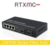 Switch réseau,Commutateur Ethernet Gigabit 4 ports 10-100-1000M,convertisseur de média Fiber optique 4RJ45 et 2 * SFP[E969360997]