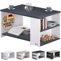 CASARIA® Table basse rectangulaire blanc noir 90x59x48 cm Table de salon 50kg Table basse moderne design avec rangement