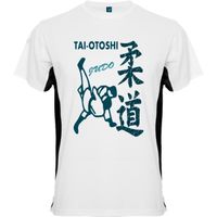 T-shirt bicolor Sport Judo "TAI OTOSHI" - Arts martiaux Tee shirt Judoka noir et blanc homme - du S aux XXL