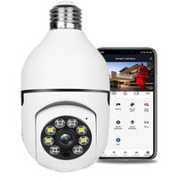 CAMCAMP Caméra ampoule 1080P WiFi intérieur sans fil 360° panoramique caméra espion avec Couleur vision noctur, Stockage en ligne
