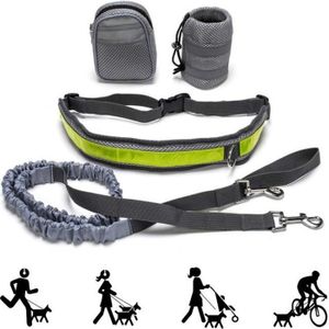 Laisse Pour Le Jogging + Ceinture Ventrale Diran L Laisse 103cm / Ceinture  100-130cm - Canicross Chien - Activité extérieure Flamingo