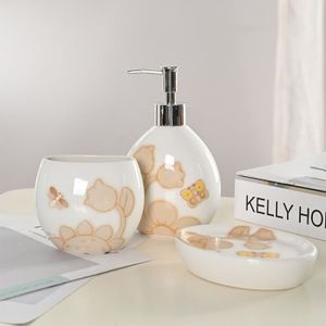 DISTRIBUTEUR DE SAVON Ensemble de 3 bouteilles de savon pour les mains en céramique créative pour salle de bain  Distributeur de savon pour les mains 