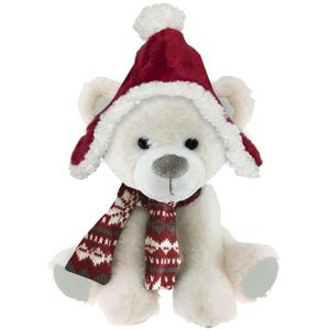 PELUCHE Peluche design 'Teddy Bear' blanc bonnet rouge - 4