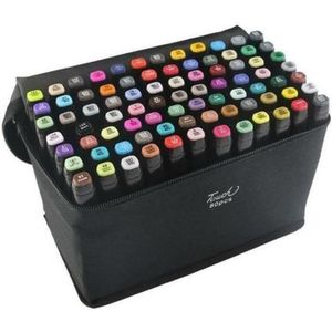 Lot De 80 Marqueurs à Alcool Nukido - Pointes Double Face 2 Mm & 7 Mm - Couleurs Vibrantes, Sac De Transport Inclus - 1