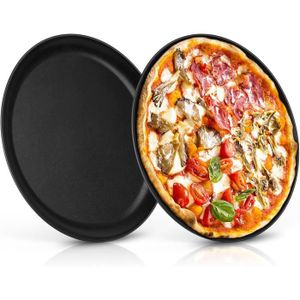 ACCESSOIRES DE FOUR Lot De 2 Plaques À Pizza Rondes En Acier Inoxydabl