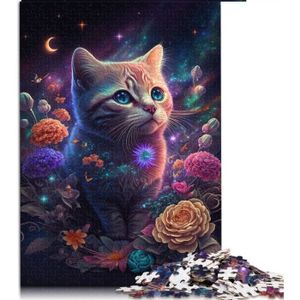 PUZZLE 500 Pièces Puzzles Pour Adultes Chat Et Fleur Néon