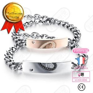 BRACELET - GOURMETTE LSC® Bracelet Couple Amoureux 2 Pieces Cadeau Anni