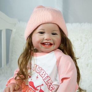 Poupée réaliste de 60 cm Reborn souriant avec peau peinte en 3D et