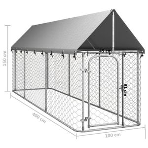 ENCLOS - CHENIL Chenil extérieur avec toit pour chiens 400x100x150 cm
