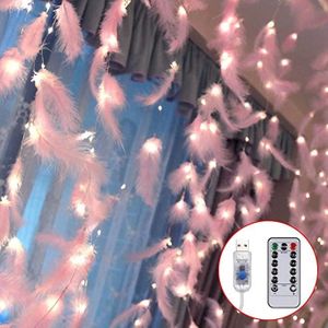 Guirlande Lumineuse à Plumes Faite Main En France - 20 LEDs, Décoration Unique Et Cosy