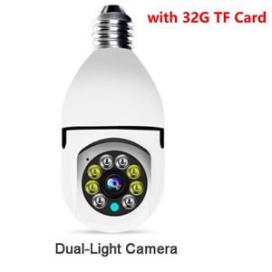 CAMÉRA IP PIED DE LAMPE,light Add 32G Card--Caméra de surveillance dôme PTZ IP WiFi hd 1080P (e27), dispositif de sécurité sans fil, avec suiv