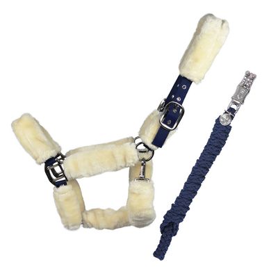 Hy – Longe Pour Cheval 2 M, Bleu Marine/rose Doré, Fermeture Mousqueton