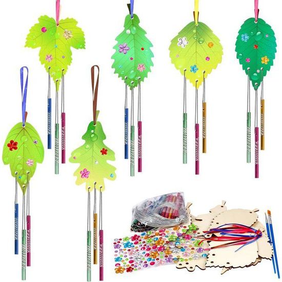Kit Bricolage Carillon Chauves-Souris Halloween – 9 Pièces En Bois à Peindre Et Assembler – Activité Manuelle Enfant