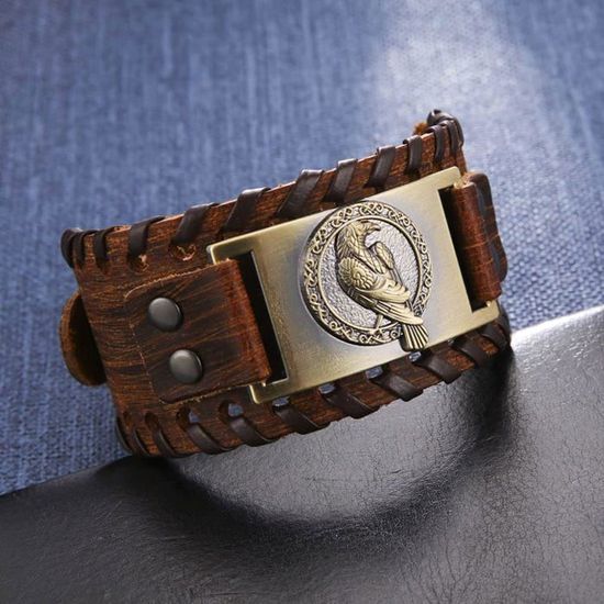 Bracelet En Cuir Avec Amulette De Guérison En Argent - Style Ethnique - Occasion En Bon état - Parfait Cadeau