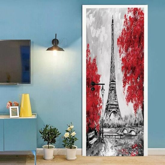 Papier Peint Auto-adhésif Blanc Pour Porte,autocollant Mural En PVC