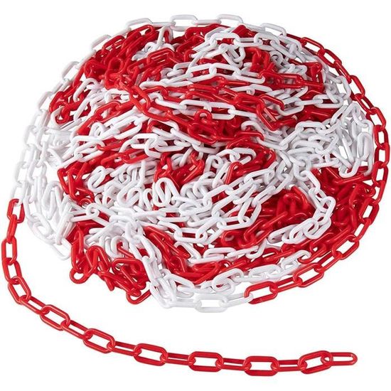 Chaîne Signalisation Plastique Tooloflife - 5m/8m/10m - Rouge/Blanc/Noir/Jaune - Pour Chantiers, Parkings
