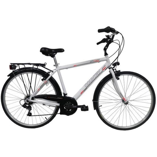 Velo VTC 28 Homme COUNTRY Cadre Aluminium 21 Vitesses avec Poignees et Derailleurs Shimano Equipement City Cdiscount Sport