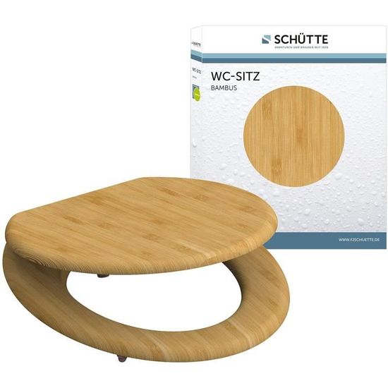 Abattant WC Bambou Massif SCHÜTTE - Frein De Chute, Testé 150kg - Universel Et Facile à Installer