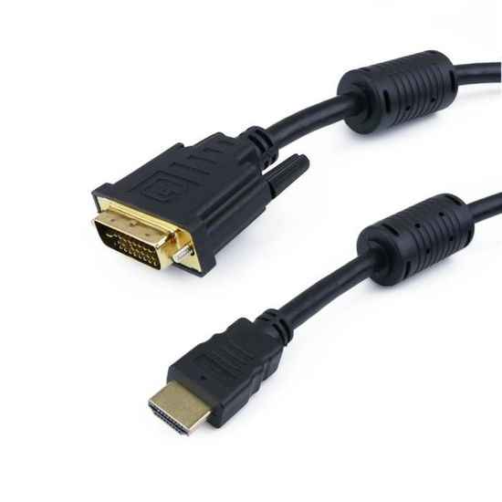 Câble Adaptateur HDMI Mâle Vers DVI Mâle 18+1 - 1,5 M, Transfert Vidéo (sans Audio)