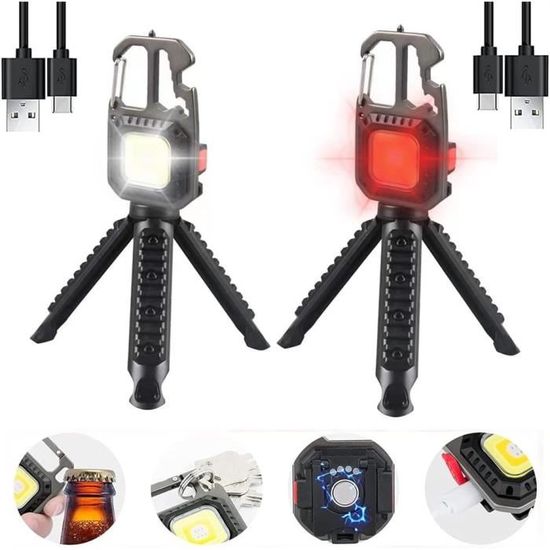 Lampe de travail LED rechargeable, 2 mini lampes de travail LED 800 lumens rechargeables avec décapsuleur, porte-clés portable, lampe torche étanche | Leroy Merlin Lampe de travail LED rechargeable, 2 mini lampes de travail LED 800 lumens rechargeables avec décapsuleur, porte-clés portable, lampe torche étanche | Leroy Merlin