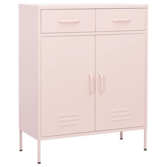 Armoire à Casiers Rose 35x46x180 Cm En Acier - 4 Étages Réglables Avec Serrure - 9