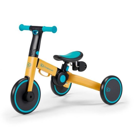 Tricycle 3 en 1 Kinderkraft 4TRIKE - Jaune - Pliable - Pour enfant de 1 à 5 ans
