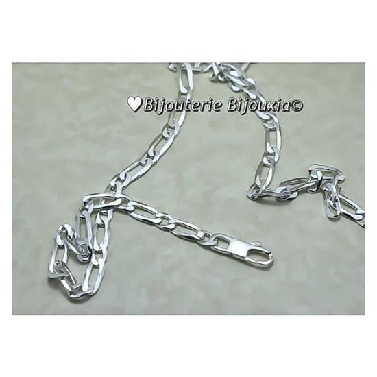 Bracelet Maille Figaro En Argent Massif 925/1000 Vieilli - Bijou Neuf Avec étiquettes, Poinçonné