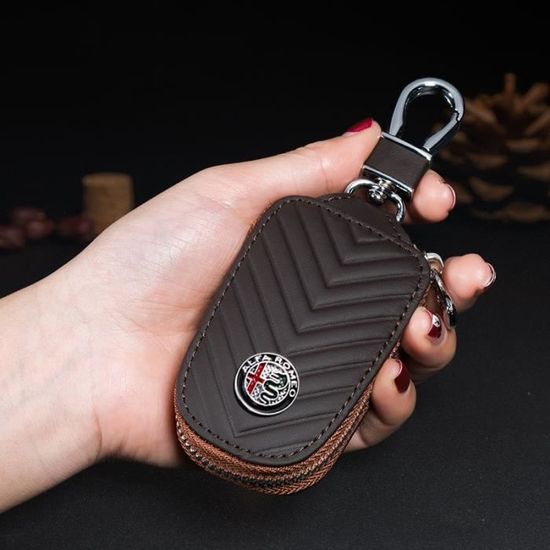 Coffee-For Alfa Romeo -Porte clés en cuir avec Logo de voiture