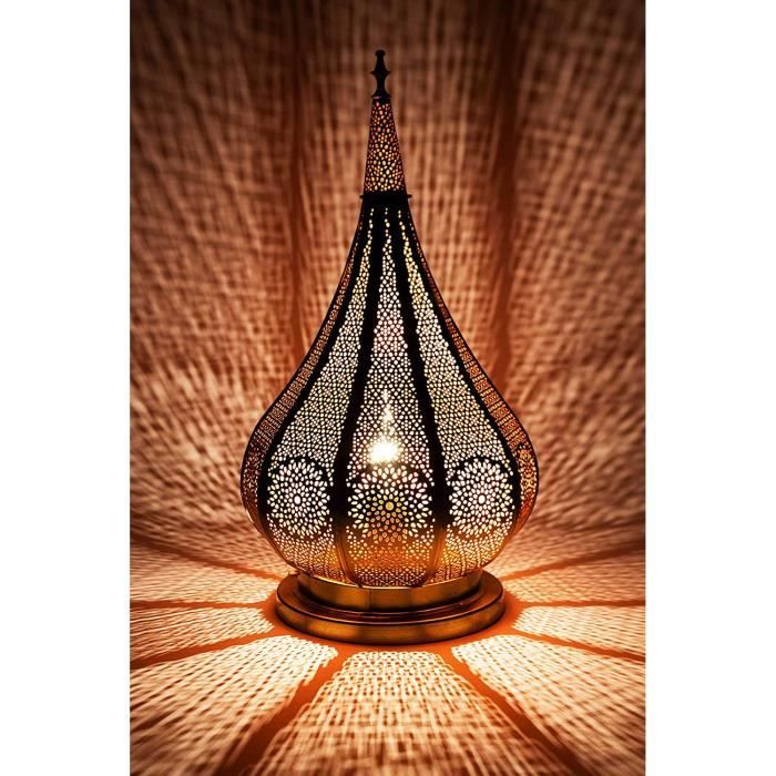 Lampe de table de chevet marocaine kais doré 38cm abat-jour marocain  oriental en métal petite lampadaire sur pied orientale[A93] - Cdiscount  Bricolage
