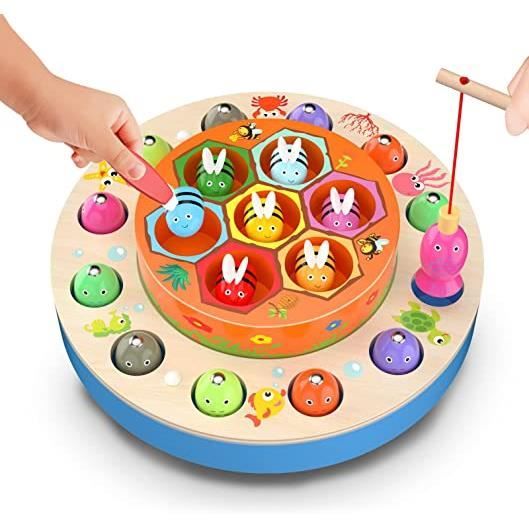 Jeux Montessori Jouet en Bois, Jeu de pêche, Magnétique aux Enfant pour Bébés Préscolaire Educatifs Plus de 3 Ans Cadeau Garçon