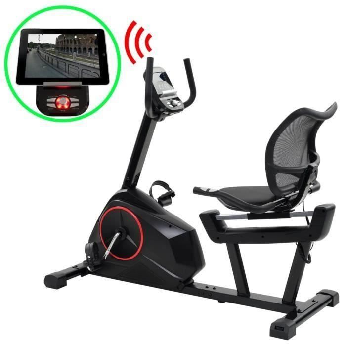 vidaXL Vélo d'appartement couché programmable Masse rotative 10 kg