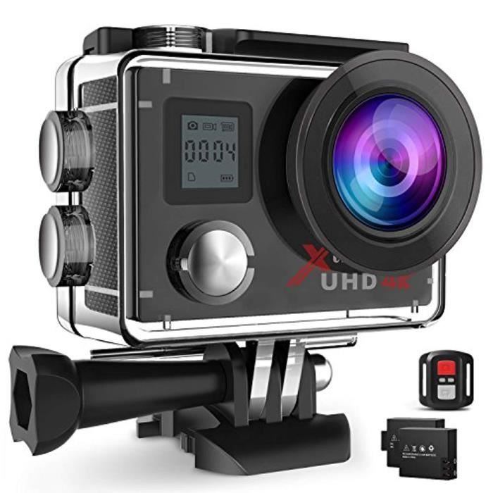 Caméra Sports - Campark ACT76 - 4K - Ultra HD - WiFi - Étanche - Grand-Angle - 2 Batteries - Kit d'accessoires