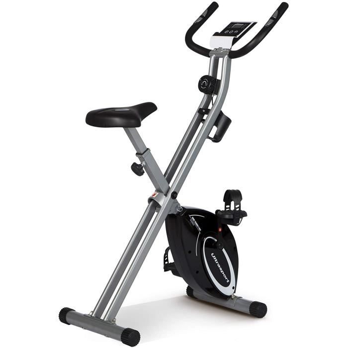 INTEY Vélo d'Appartement Pliable avec Bande de Traction, Disque de Torsion et Écran LCD, 16 Niveaux de Résistance Réglable et Selle