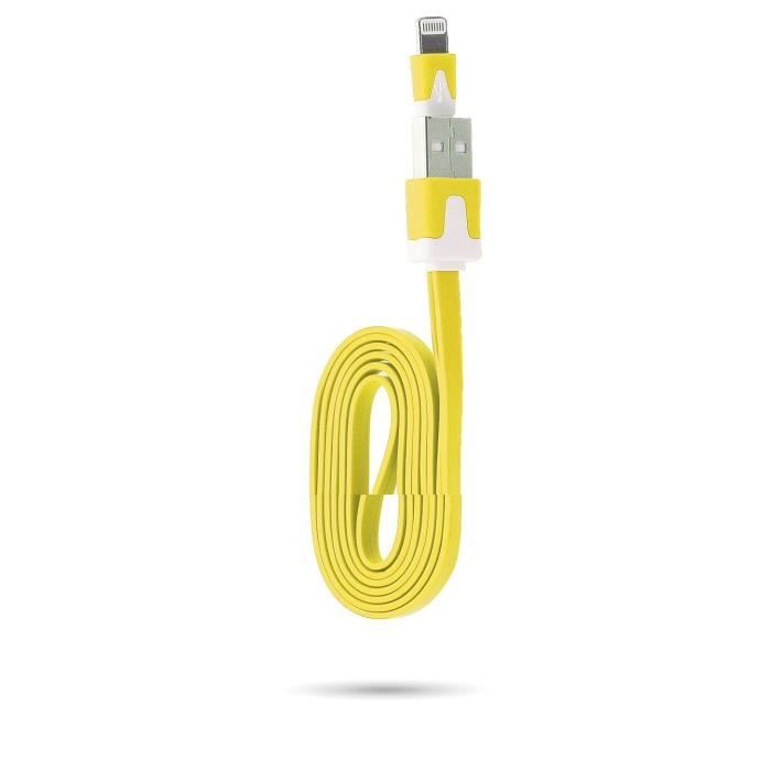 Cable Noodle 1m pour IPHONE SE 2020 Lightning APPLE Chargeur USB IPHONE Universel (JAUNE)