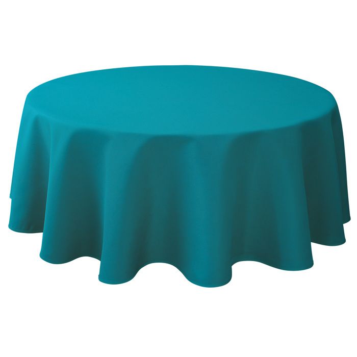 Nappe Anti-taches Unie Effet tissé bleu - Ronde 160 cm