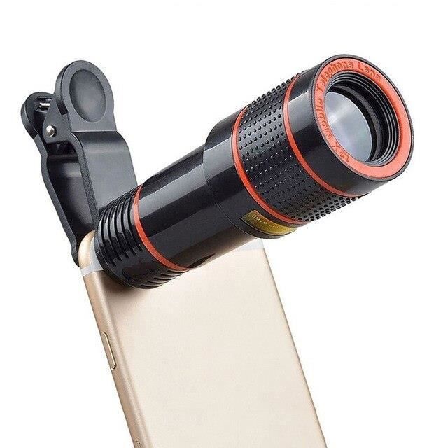 Caméra externe téléphone portable 12x Objectif 8x Zoom HD Smartphone télescope optique avec Clip, support de montage fi SN8308