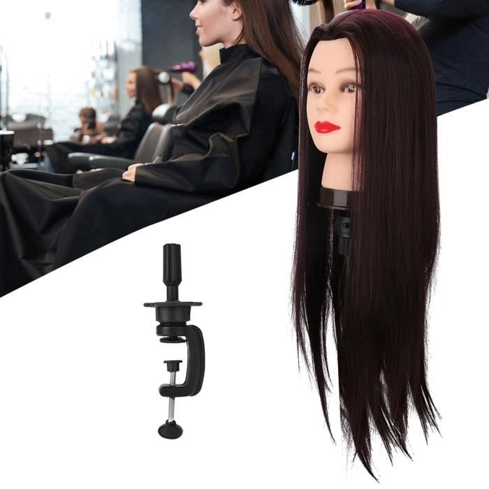 Tête de Mannequin de pratique violet foncé modèle de tête de coiffure fibre haute température + PVC tressage formation style