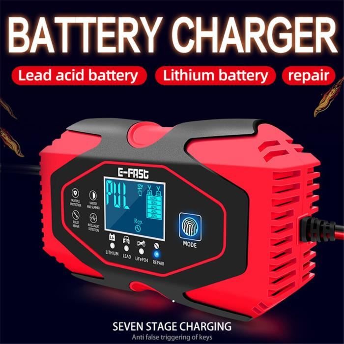 Branchement Chargeur de batterie au Lithium 12.6V, pour voiture et moto, plomb-acide, réparation de la mémoir