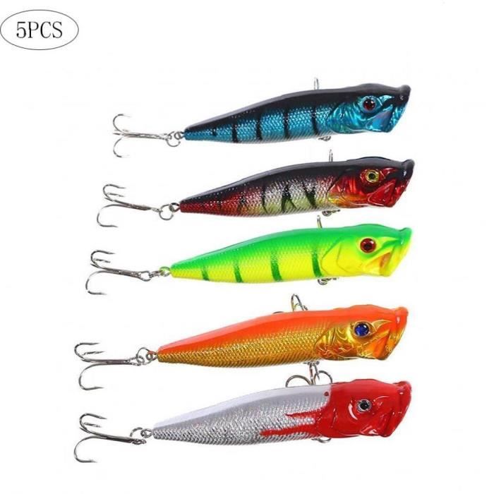 5 PCS pêche en plastique durable Leurres Vivid appâts artificiels avec des crochets colorés Leurre