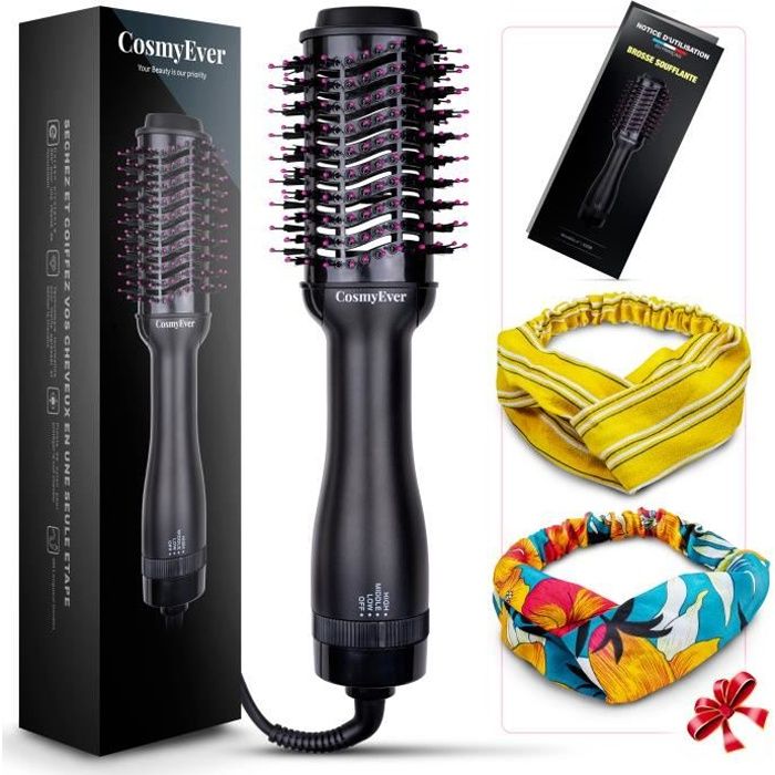 Brosse séchante volumisante, Chauffante brushing, Sèche cheveux professionnel lissante One Step CosmyEver