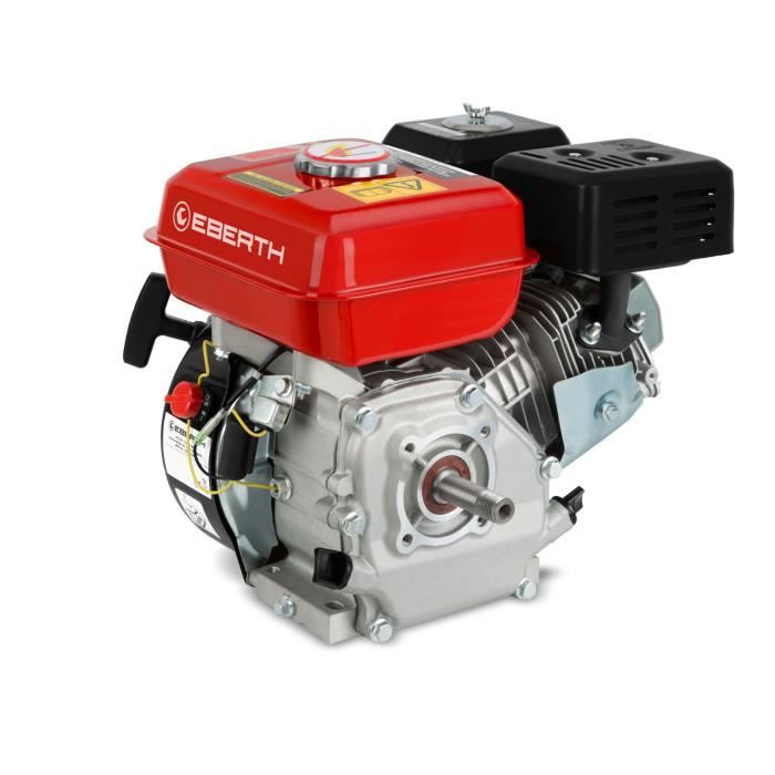 EBERTH moteur à essence 5,5 CV (arbre 19,05 Ø avec filetage extérieur, moteur 1 cylindre essence, 4 temps, démarrage par câble)